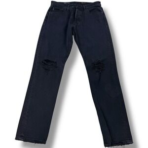 AG Adriano Goldschmied Pollock Vintage Slim Jeans Mens 32x31 Black Distressed
